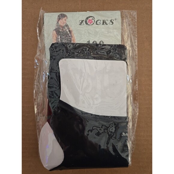 80 Zocks Stockings Fashion Designed 100 Denier Black Open Foot Under Foot Strap - Picture 2 of 2